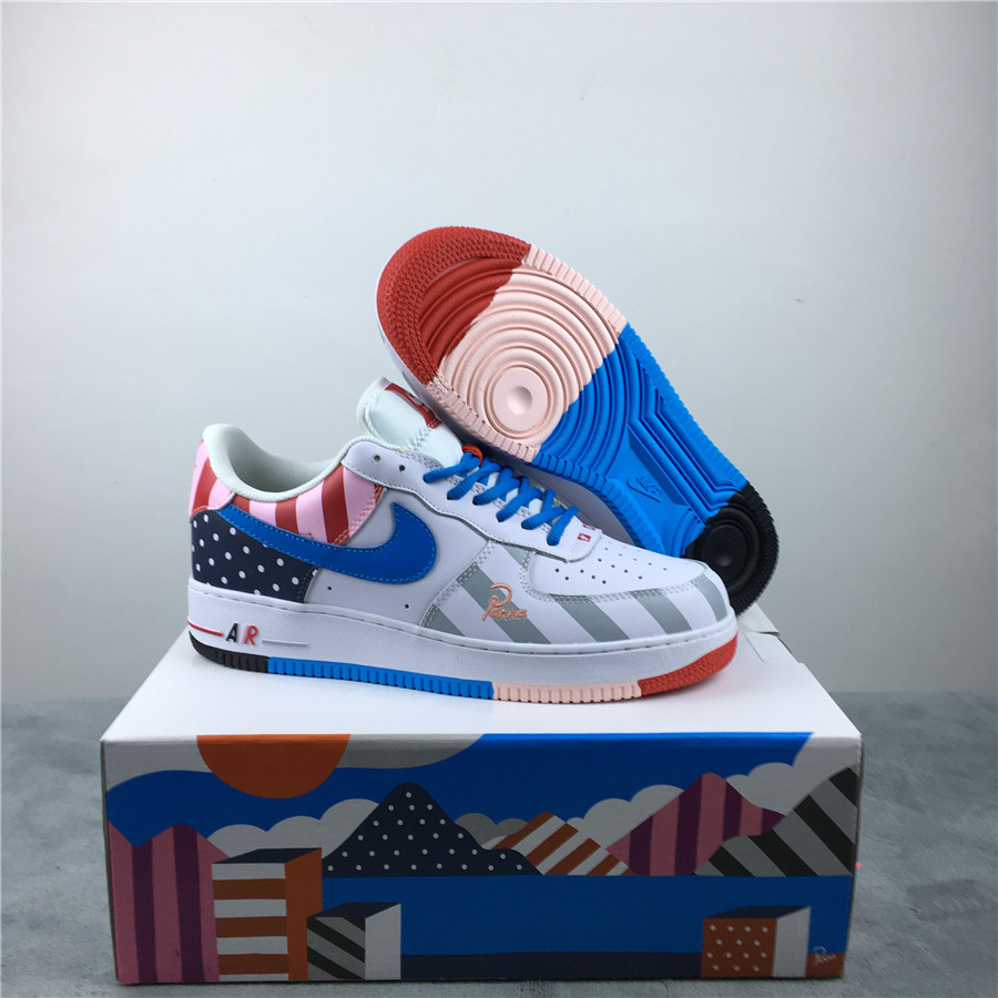 Men Nike Air Force 1 Parpa White Blue Red Grey Shoes